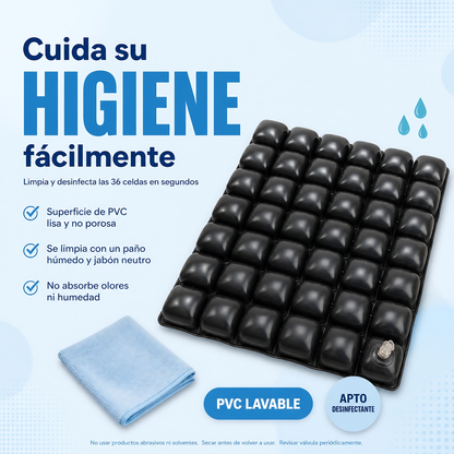 Cojin Picaron Antiescaras Cuadrado Inflable Negro