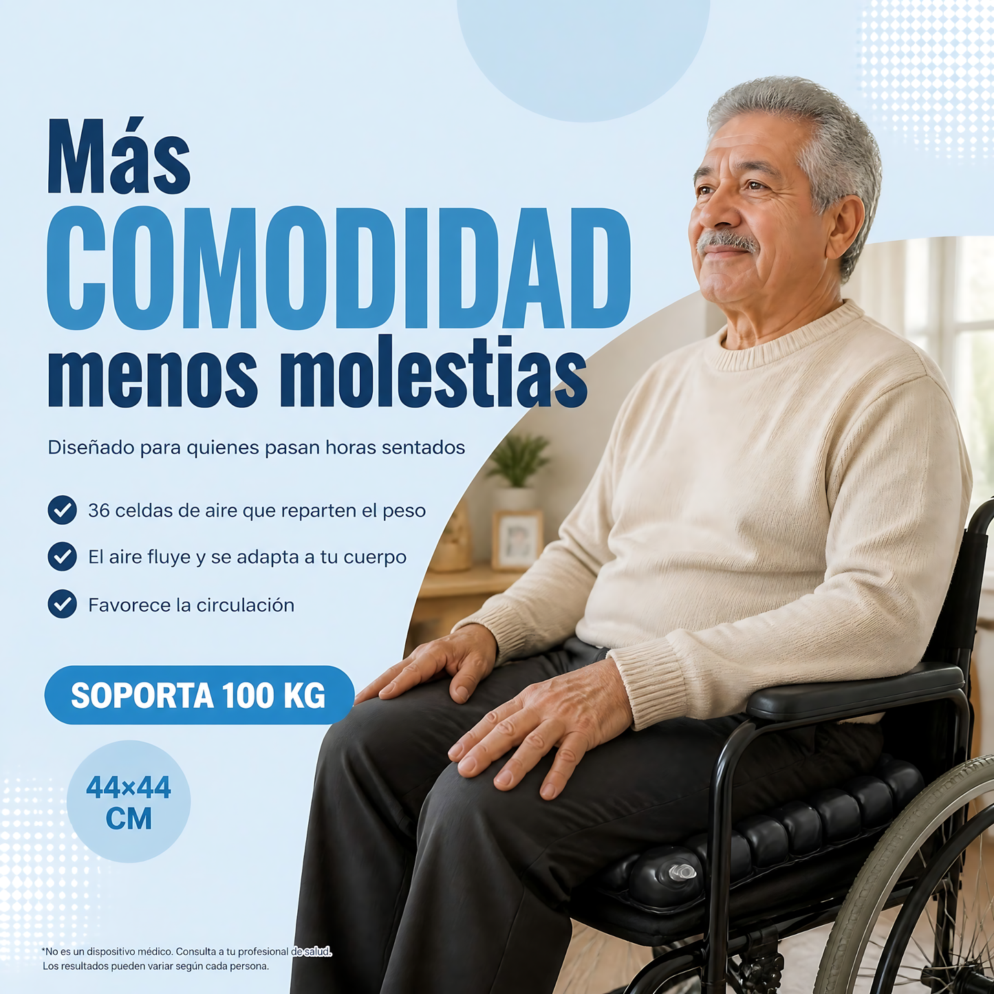 Cojin Picaron Antiescaras Cuadrado Inflable Negro