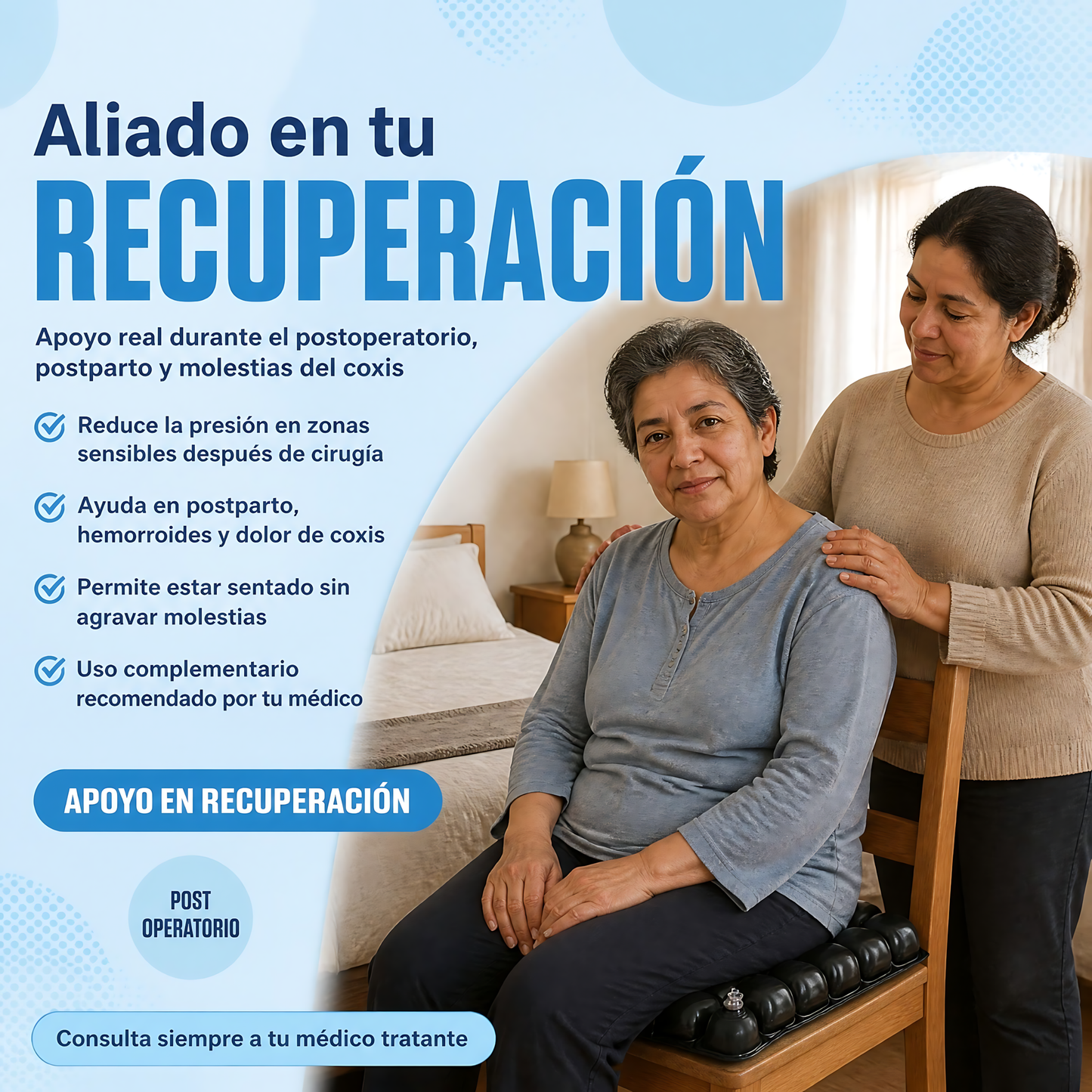 Cojin Picaron Antiescaras Cuadrado Inflable Negro