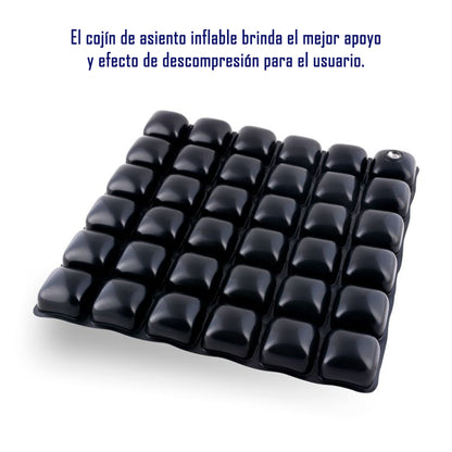 Cojin Picaron Antiescaras Cuadrado Inflable Negro