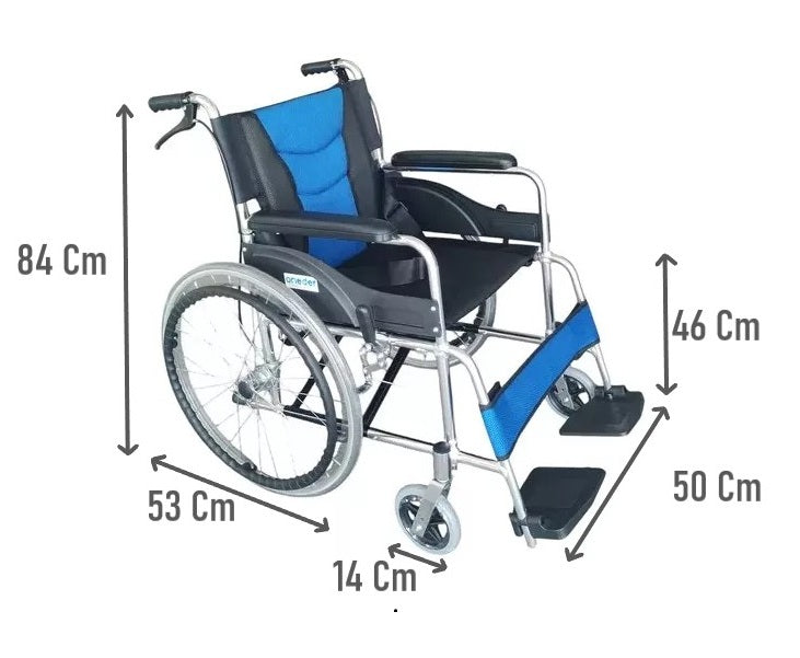 Silla De Ruedas Cromada Aluminio Plegable Doble Freno Con Cinturón