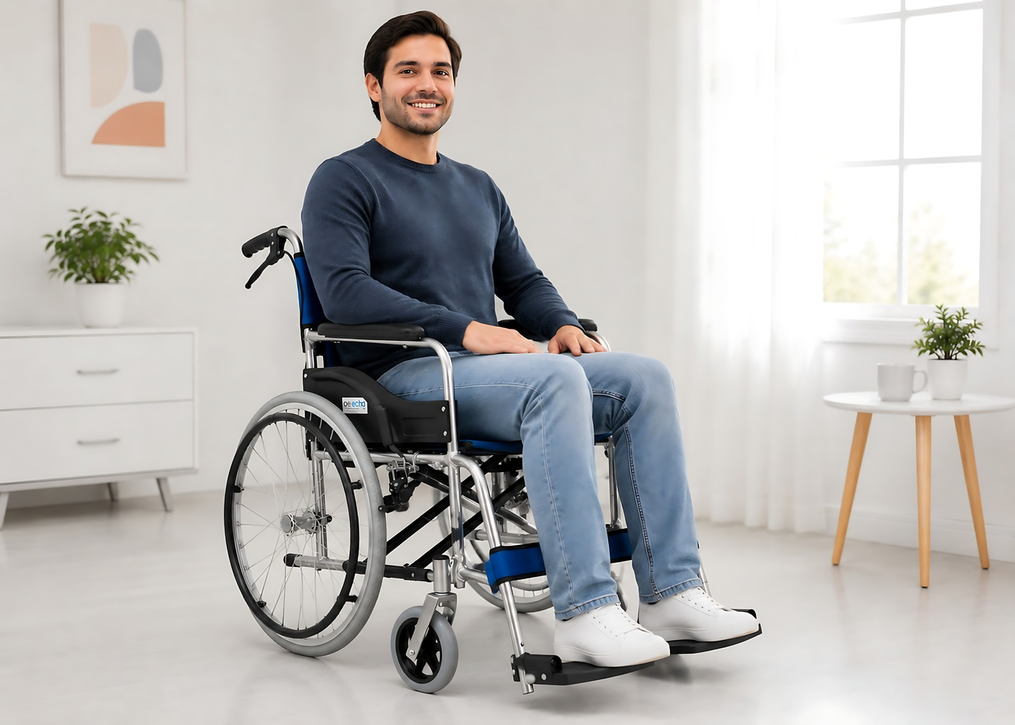 Silla De Ruedas Cromada Aluminio Plegable Doble Freno Con Cinturón