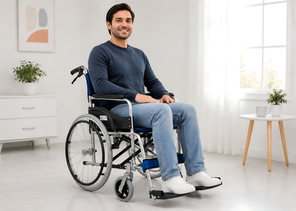 Silla De Ruedas Cromada Aluminio Plegable Doble Freno Con Cinturón