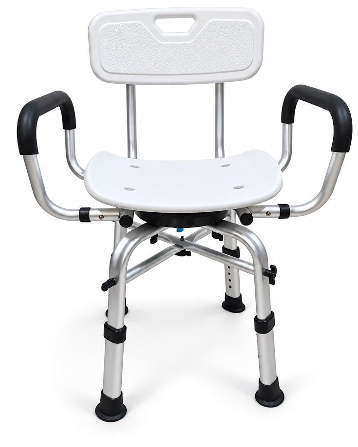 Silla de Ducha Giratoria Adulto Mayor con Respaldo y Apoyabrazos 483A