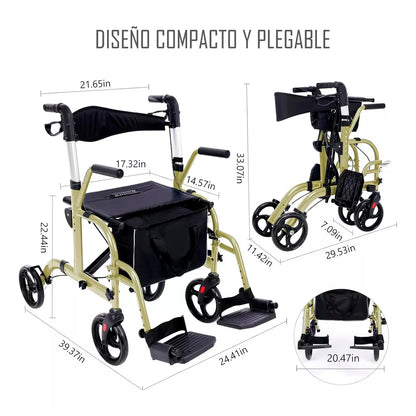 Andador Burrito Ortopédico Plegable 4 Ruedas 2 En 1