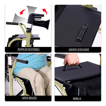 Andador Burrito Ortopédico Plegable 4 Ruedas 2 En 1
