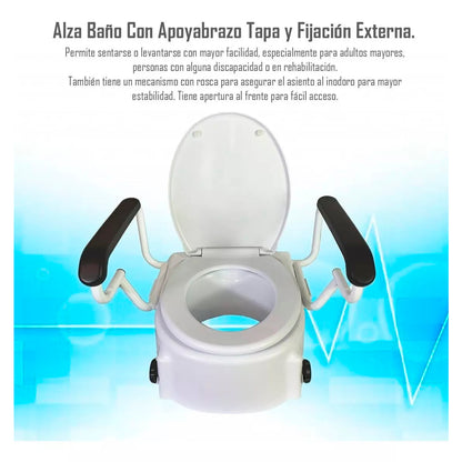 Alza Baño Con Apoyabrazos Y Tapa, Fijación Externa OBX