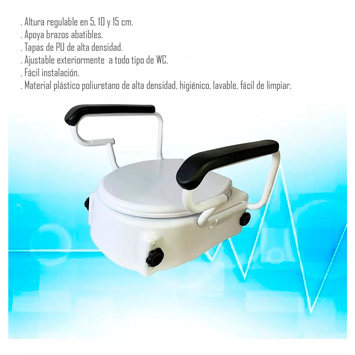 Alza Baño Con Apoyabrazos Y Tapa, Fijación Externa OBX
