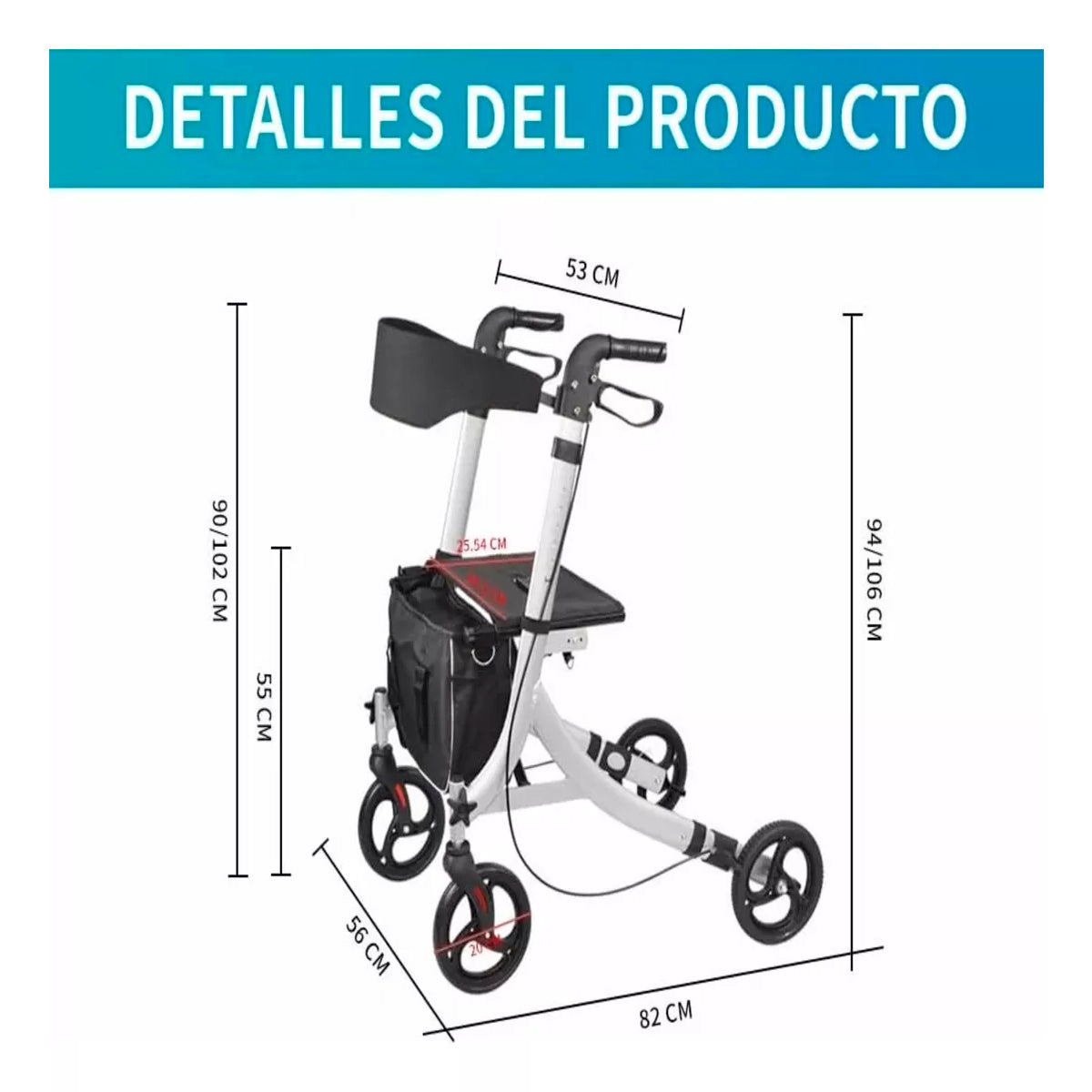 Andador Ortopédico 4 Ruedas Plegable Con Asiento Y Canasto 1005E