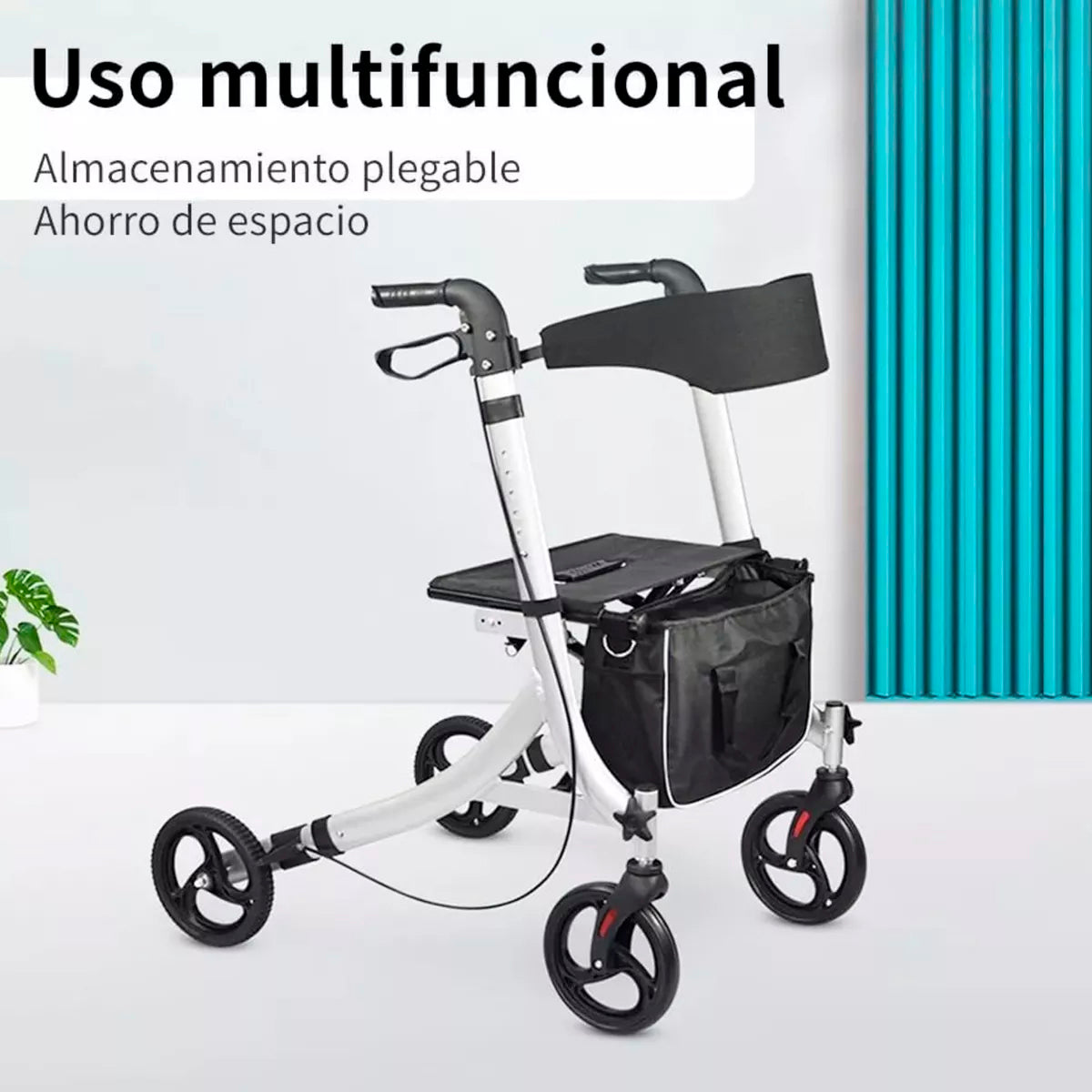 Andador Ortopédico 4 Ruedas Plegable Con Asiento Y Canasto 1005E