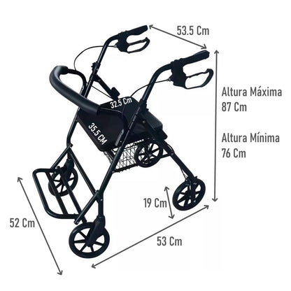 Andador Burrito Ortopedico Con Asiento 4 Ruedas Plegable