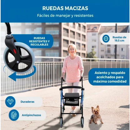 Andador 4 Ruedas Burrito Con Asiento Y Canasto Plegable 1004D