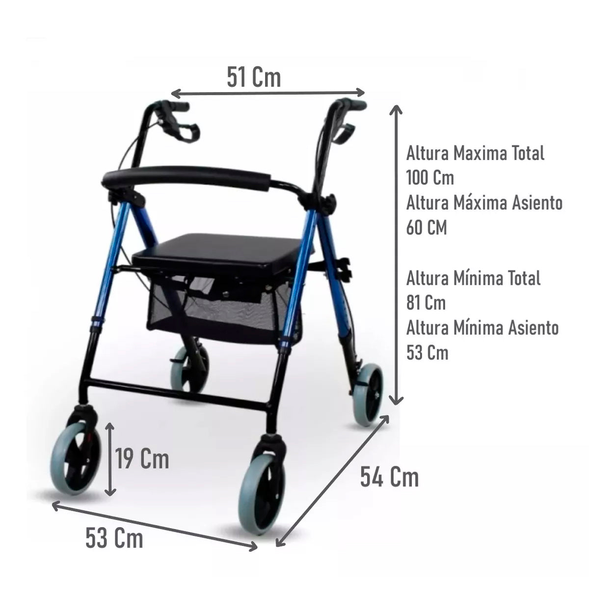 Andador 4 Ruedas Burrito Con Asiento Y Canasto Plegable 1004D