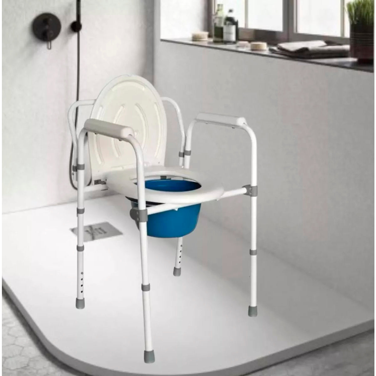 Baño Wc Plegable Inodoro Portatil Altura Regulable Con Balde 6001A