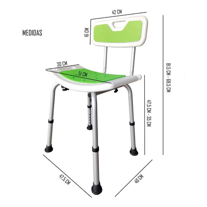 Silla De Ducha Para Baño Portatil Aluminio Altura Ajustable
