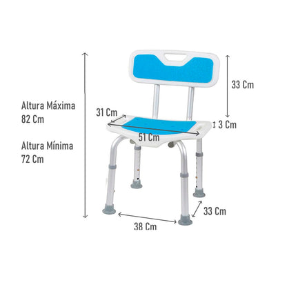Silla De Ducha Baño Aluminio Base Reforzada Y Antideslizante 201D-1