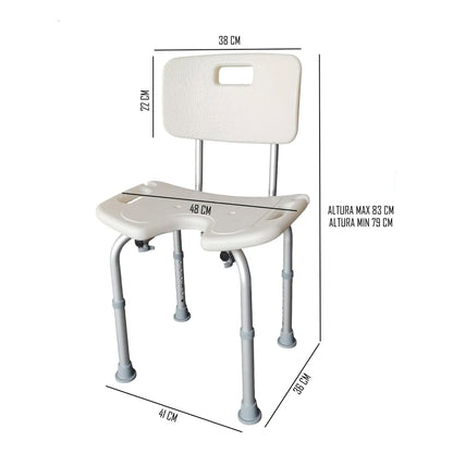 Silla De Ducha Portatil Baño Con Rebaje Respaldo Aluminio