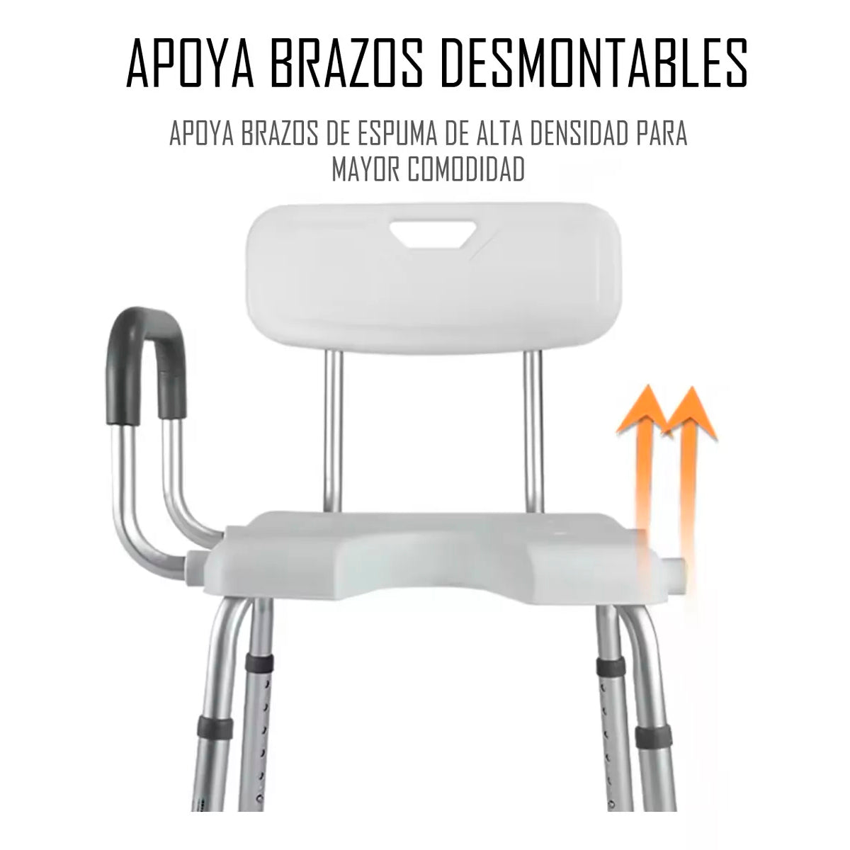 Silla De Ducha Baño Apoyabrazos Y Rebaje Aluminio Liviano 404F