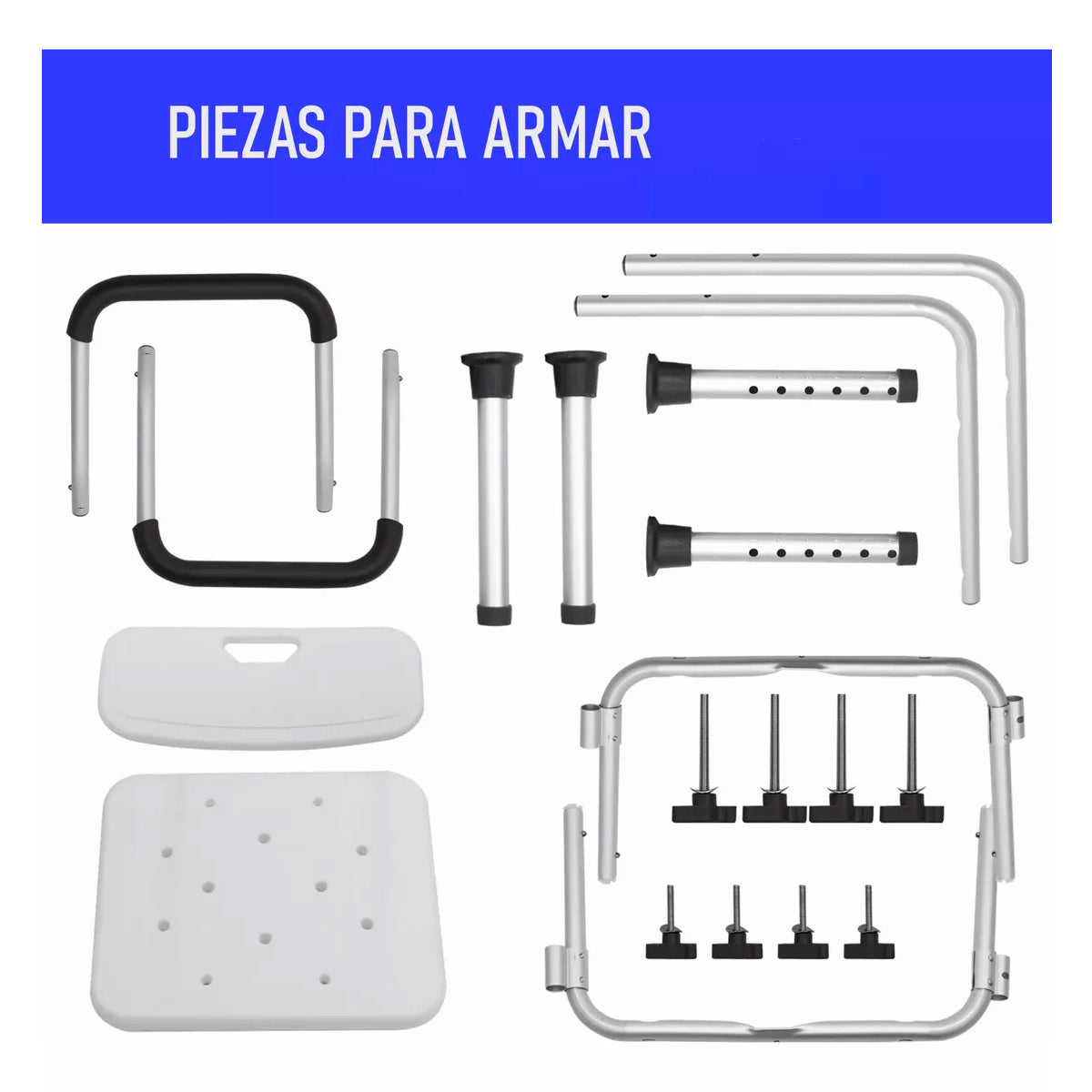 Silla De Ducha Para Baño Con Apoya Brazos Respaldo Portatil