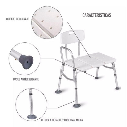 Silla De Ducha Transferencia Baño Aluminio Tina O Bañera 502B