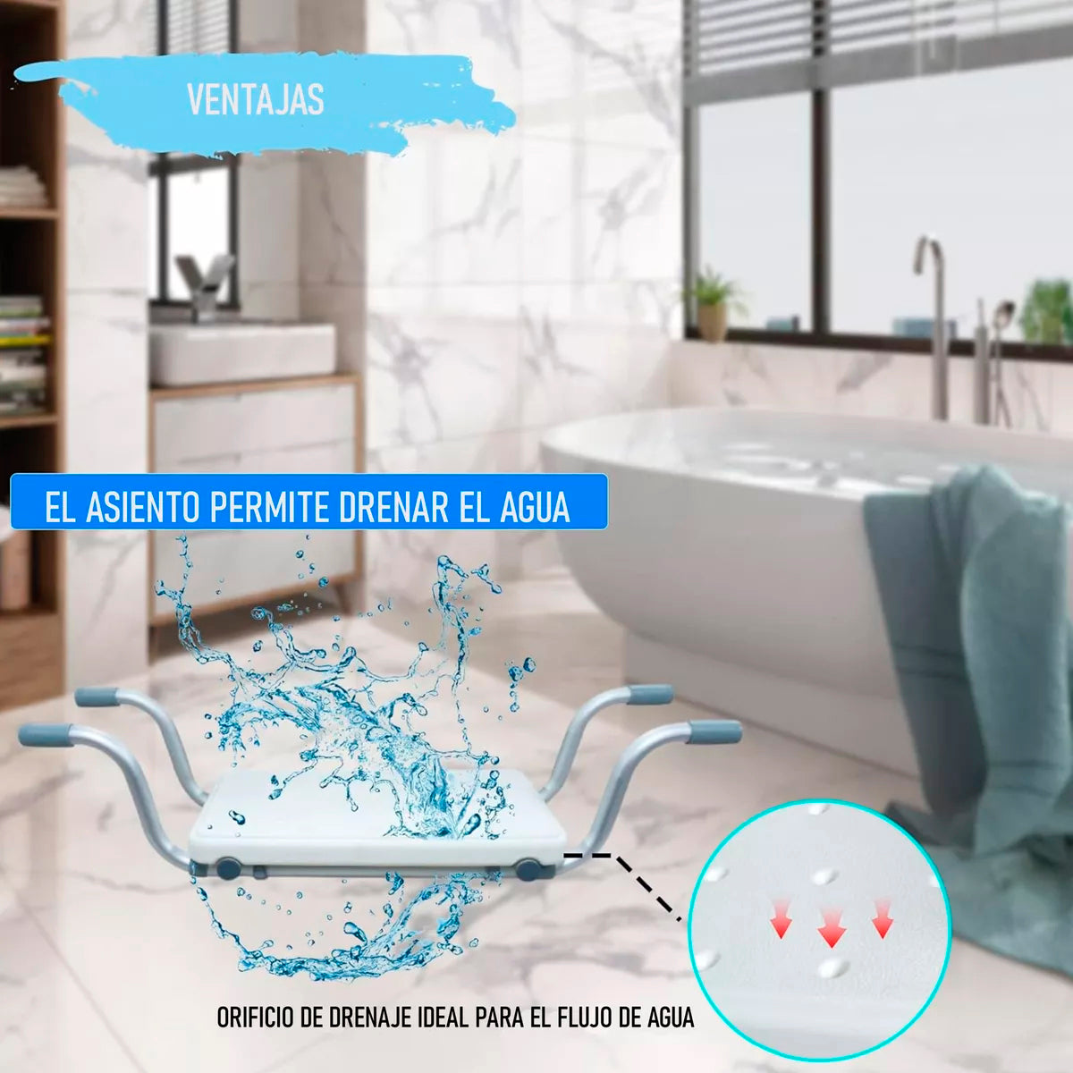 Silla De Baño Asiento De Tina Ducha Sin Respaldo Oneder