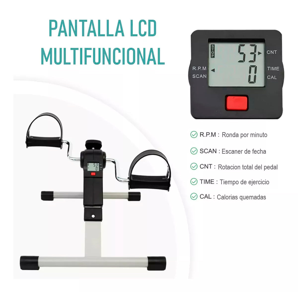 Pedalera De Ejercicio Pantalla Lcd Ejercitador Plegable