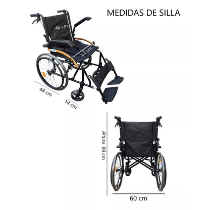 Silla De Ruedas Plegable Aluminio Apoyabrazos Abatibles