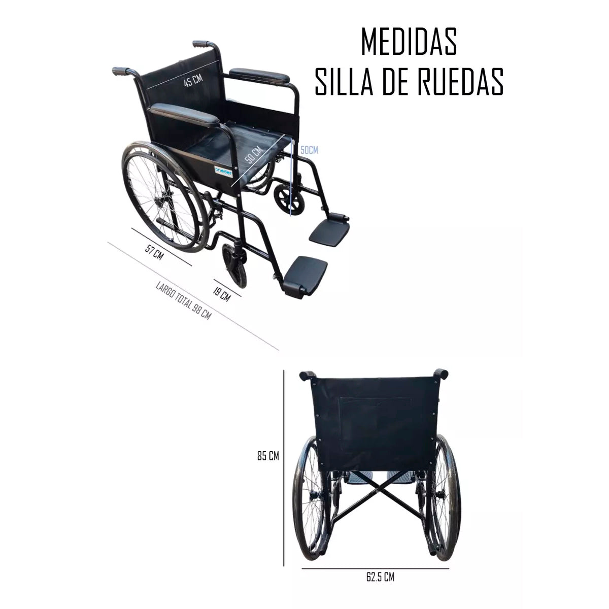 Silla De Ruedas Rueda Maciza Estandar Reposapies Abatibles