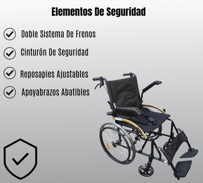 Silla De Ruedas Plegable Aluminio Apoyabrazos Abatibles