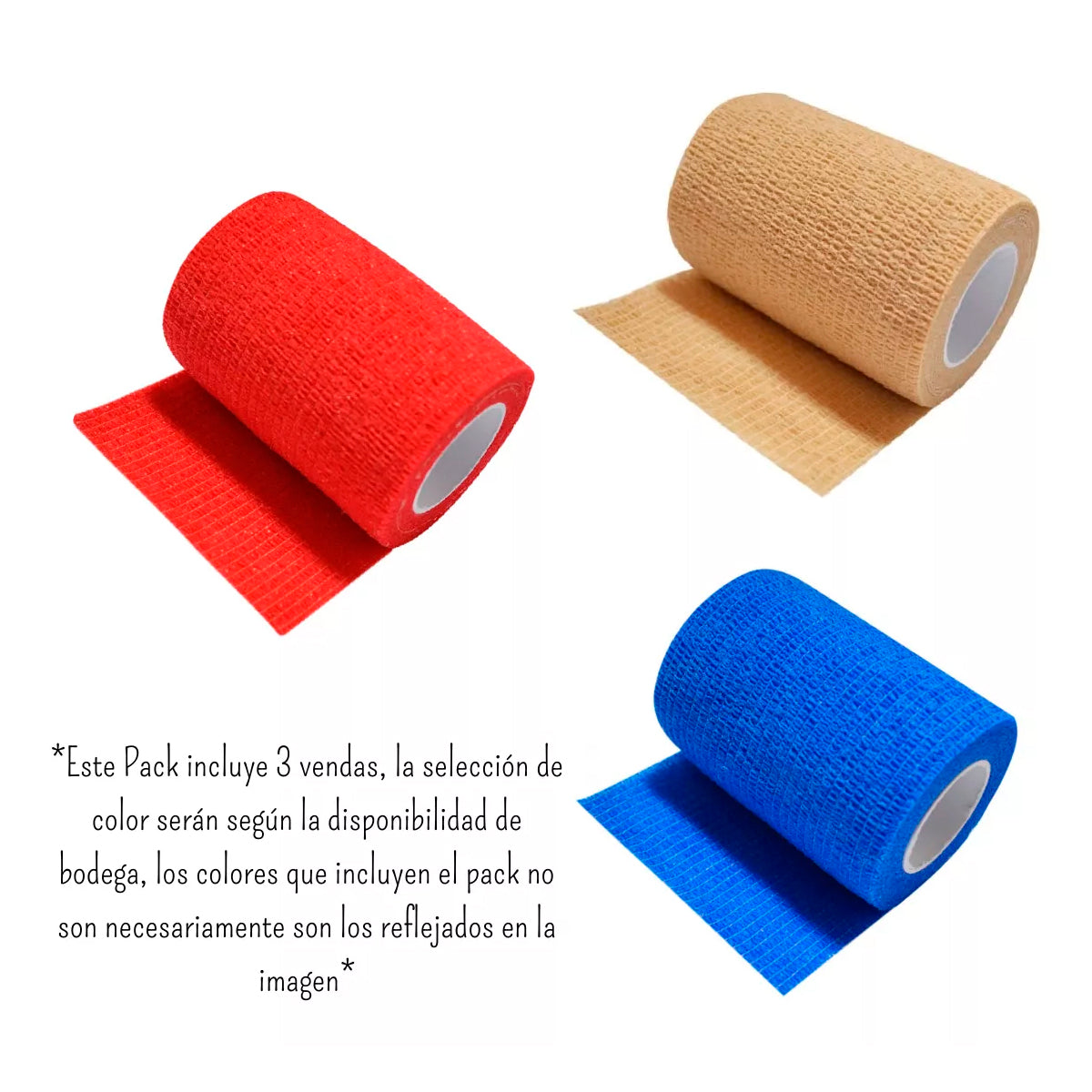 Pack 3 Venda Autoadherente Compatible Con Coban 7.5cm X 4.5m