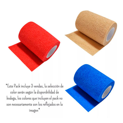 Pack 3 Venda Autoadherente Compatible Con Coban 7.5cm X 4.5m