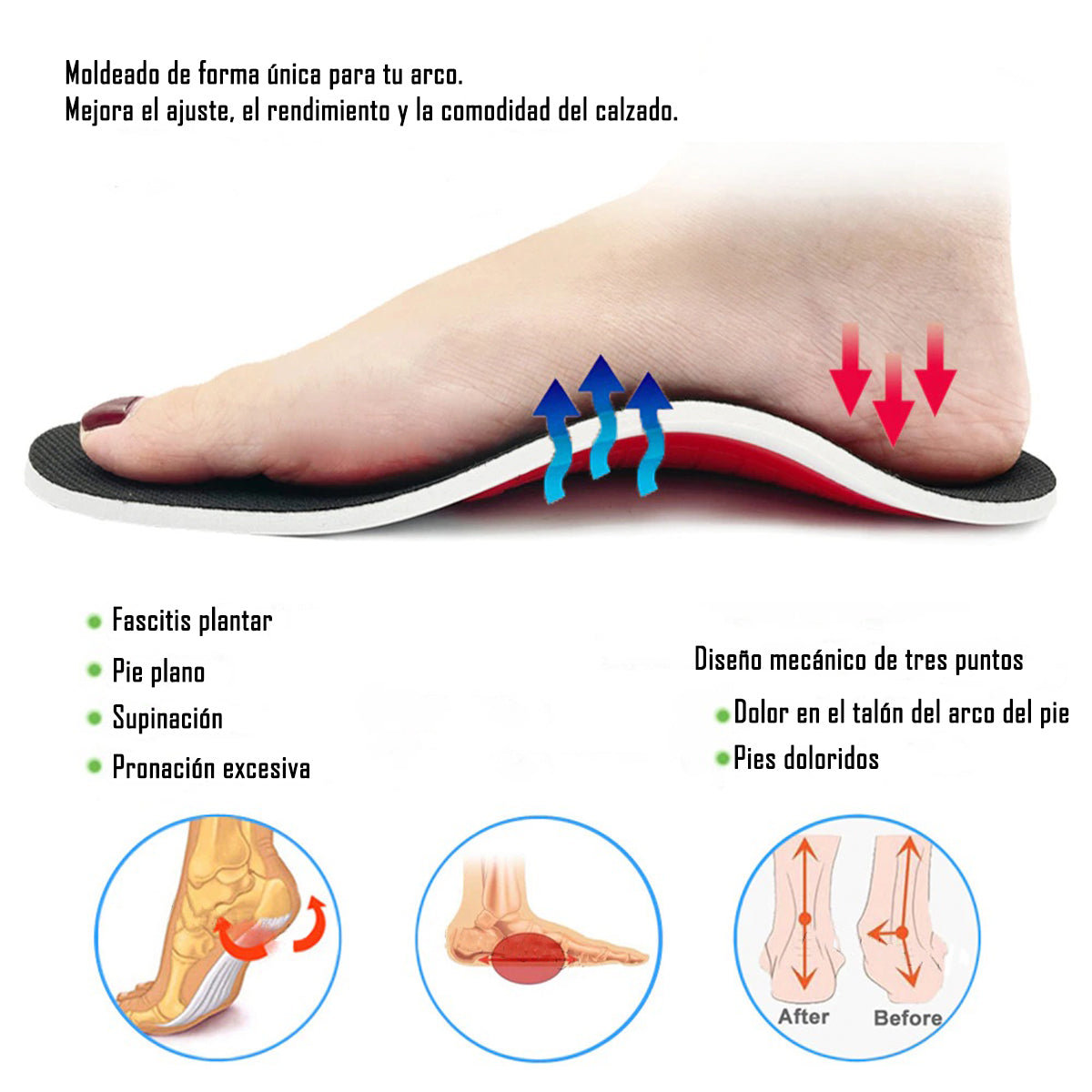 Plantillas Ortopedicas Ajustable Fascitis Pie Plano