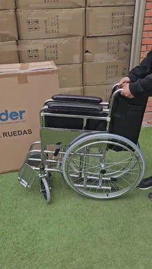 Silla De Ruedas, Ruedas Macizas, Plegable Cromada