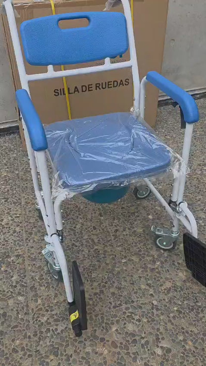 Silla de Ruedas para Baño y WC con Asiento Acolchado - Aluminio Premium 3 en 1 | Oneder