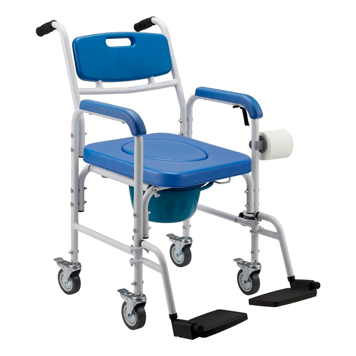 Baño Inodoro Aluminio Con Ruedas Asiento Acolchado Reposapie 7002C