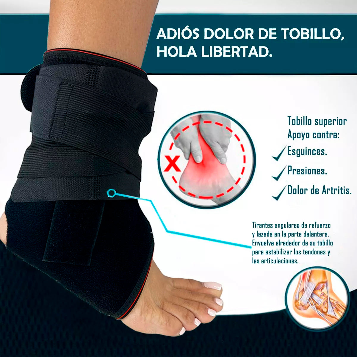 Tobillera Inmovilizadora Con Cintas De Velcro Ajustables