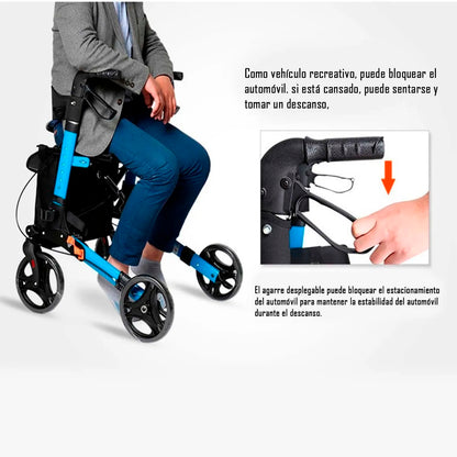 Andador Burrito Ortopedico Plegable Adulto 4 Ruedas Asiento