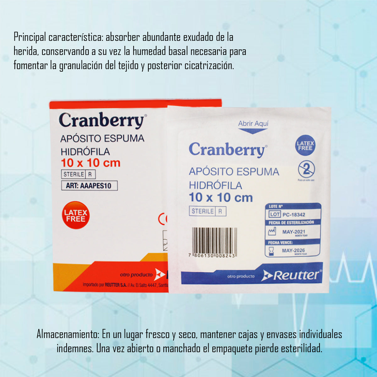 Apósito Espuma Hidrófila De 10x10 Cm - Pack De 5 Unidades