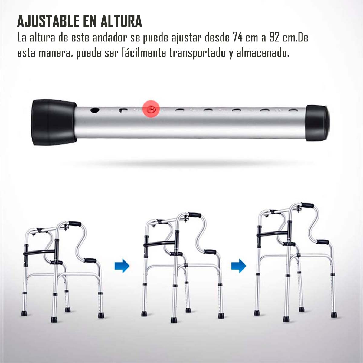 Andador Multifuncional 5 En 1 Plegable Altura Regulable Aluminio