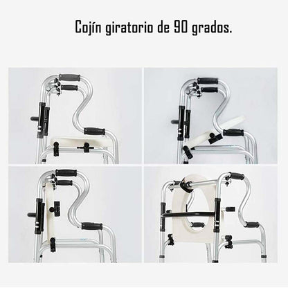 Andador Multifuncional 5 En 1 Plegable Altura Regulable Aluminio
