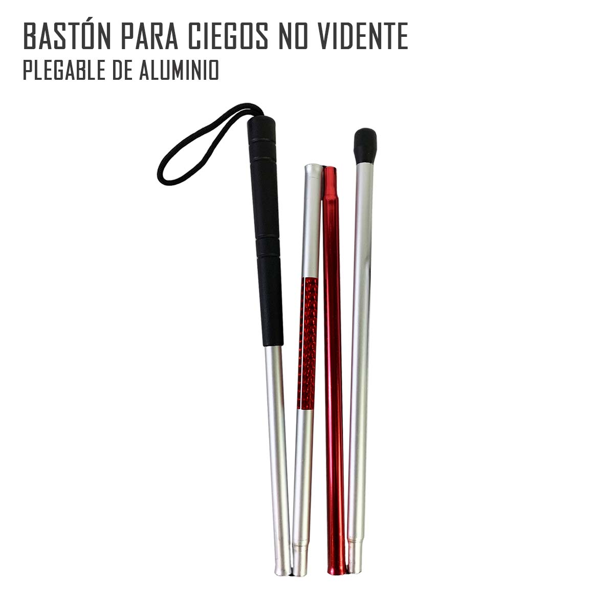 Baston Para Ciegos No Vidente Plegable Aluminio Reflectante QC-G15