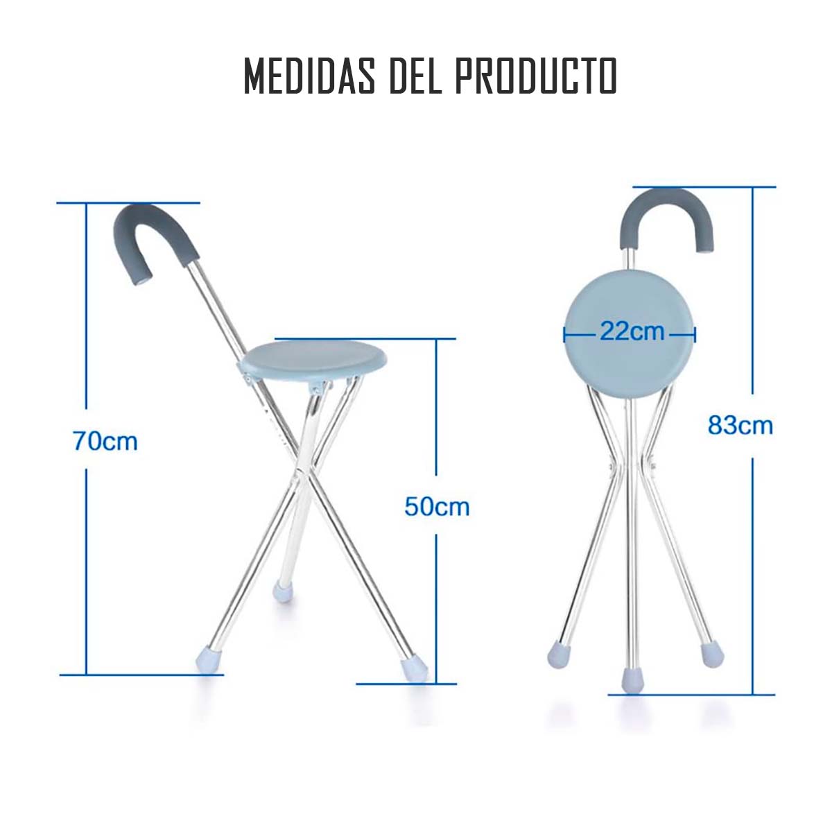 Bastón Con Asiento Plegable Aluminio Alta Calidad Premium