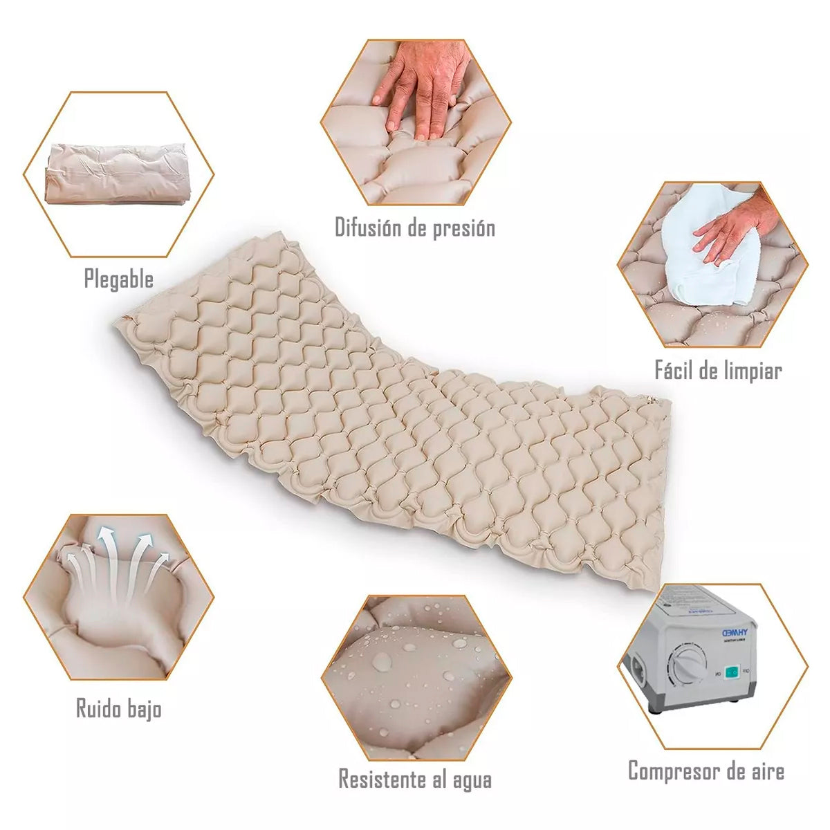Colchon Antiescaras Con Motor Silencioso + Kit De Reparación