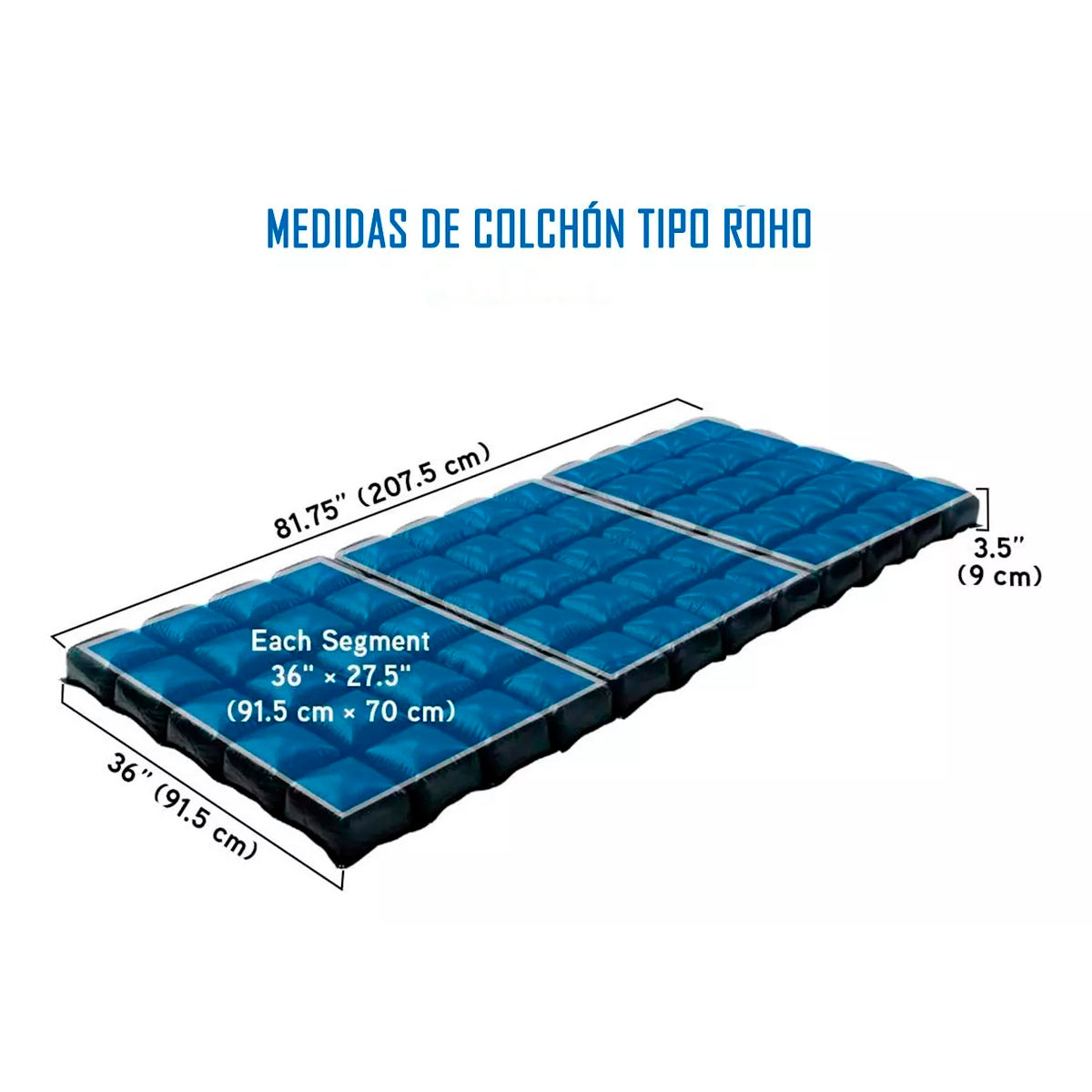 Colchon Antiescaras Flotacion Seca 3 Secciones Con Funda