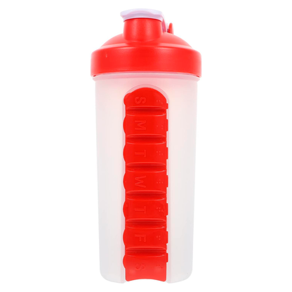 Botella De Agua 600ml + Pastillero Organizador De Pastilla
