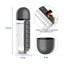 Botella De Agua 600ml + Pastillero Semanal De Pastillas