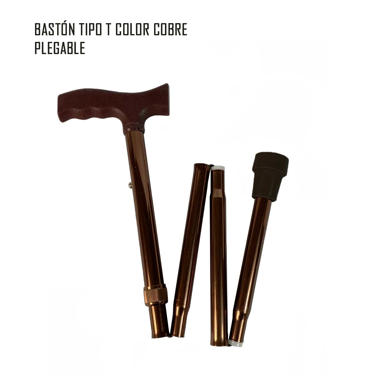 Baston Plegable Altura Regulable Mango Tipo T Color Bronce