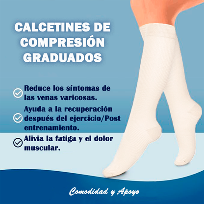 Calcetines Media Compresión Anti-varices Pack 3 Blancas
