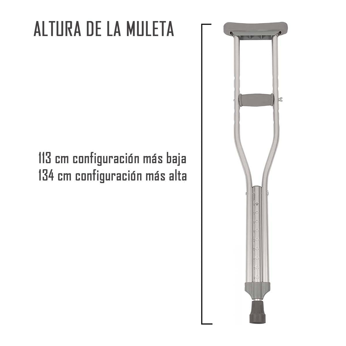 Muleta Ortopédica De Aluminio Con Altura Regulable Liviana el Par