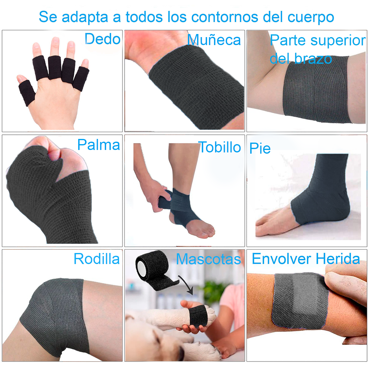 Venda Autoadherente Compatible Con Coban 10cm X 4.5mt- 1 Und Negro